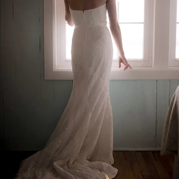 chinese dress ladies David's Bridal Lace Side Ruched Wedding Gown main image 1